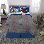 Franco Sonic The Hedgehog Anime Kids Bedding Super Soft Comforter and Sheet Set with Sham, 7 Piece Queen Size, (Official Licensed Product)