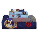 Franco Sonic The Hedgehog Anime Kids Bedding Super Soft Comforter and Sheet Set with Sham, 7 Piece Queen Size, (Official Licensed Product)