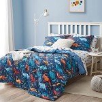 UMCHORD Kids Queen Bedding Comforter Set for Boys, 7 Pieces Soft Lightweight Dinosaur Bedding Queen Set with Sheets, Bed in a Bag, Durable Boys Queen Comforter Set