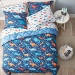 UMCHORD Kids Queen Bedding Comforter Set for Boys, 7 Pieces Soft Lightweight Dinosaur Bedding Queen Set with Sheets, Bed in a Bag, Durable Boys Queen Comforter Set