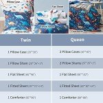 UMCHORD Kids Queen Bedding Comforter Set for Boys, 7 Pieces Soft Lightweight Dinosaur Bedding Queen Set with Sheets, Bed in a Bag, Durable Boys Queen Comforter Set