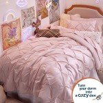 Bedsure Pink Twin Comforter Set for Girls - 5 Pieces Twin Bedding Sets, Pinch Pleat Pink Twin Bed in a Bag with Comforter, Sheets, Pillowcase & Sham