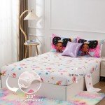 A Nice Night Black Girl Princess with Wings Comforter Set,Pink Gradient Glitter Rainbow Galaxy 6pcs Kids Bedding Set,Full