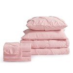 Bedsure Pink Twin Comforter Set for Girls - 5 Pieces Twin Bedding Sets, Pinch Pleat Pink Twin Bed in a Bag with Comforter, Sheets, Pillowcase & Sham