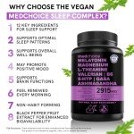 12-in-1 Melatonin Capsules - Melatonin 5mg Natural Sleep Aids for Adults - Magnesium Glycinate 500mg, Ashwagandha, L Theanine, Valerian Root, GABA, 5-HTP, Sleep Supplement for Adults, Pack of 4