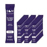 Som Sleep, Restful Calm Sleep Powder Drink Mix, Melatonin 3mg, Magnesium, Vitamin B6, L-Theanine, GABA – Vegan, Zero Sugar, Keto Friendly – Cherry, 30-Pack