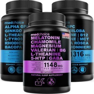 MEDCHOICE Sleep Melatonin (90ct) and Nootropic Brain (120ct) Supplement Bundle - Wellness Duo for Sleep, Brain, Focus, & Mood Support - Vegan, Non-GMO, Gluten-Free