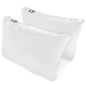 Sleepgram Bed Support Adjustable Hypoallergenic Cool Sleeping Loft Soft Pillow with Removeable Microfiber Cover, Queen Size, White (2 Pack)