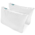 Sleepgram Bed Support Adjustable Hypoallergenic Cool Sleeping Loft Soft Pillow with Removeable Microfiber Cover, Queen Size, White (2 Pack)