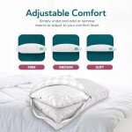 Sleepgram Bed Support Adjustable Hypoallergenic Cool Sleeping Loft Soft Pillow with Removeable Microfiber Cover, Queen Size, White (2 Pack)