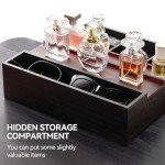 Nuoex Wooden 3 Tier Fragrance Organizer Storage Cologne Stand for Men, Perfume Tray Display with Drawer, Cologne Accessories, Cherry&Black