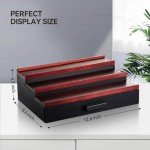 Nuoex Wooden 3 Tier Fragrance Organizer Storage Cologne Stand for Men, Perfume Tray Display with Drawer, Cologne Accessories, Cherry&Black