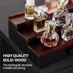 Nuoex Wooden 3 Tier Fragrance Organizer Storage Cologne Stand for Men, Perfume Tray Display with Drawer, Cologne Accessories, Cherry&Black