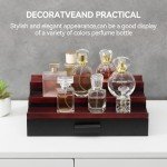 Nuoex Wooden 3 Tier Fragrance Organizer Storage Cologne Stand for Men, Perfume Tray Display with Drawer, Cologne Accessories, Cherry&Black