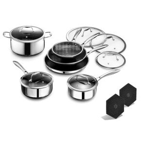 HexClad 12-Piece Hybrid Stainless Steel Cookware Set