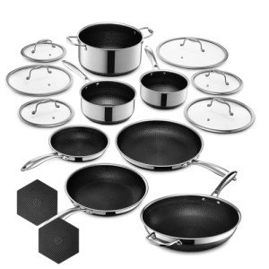 HexClad 13-Piece Hybrid Stainless Steel Cookware Set