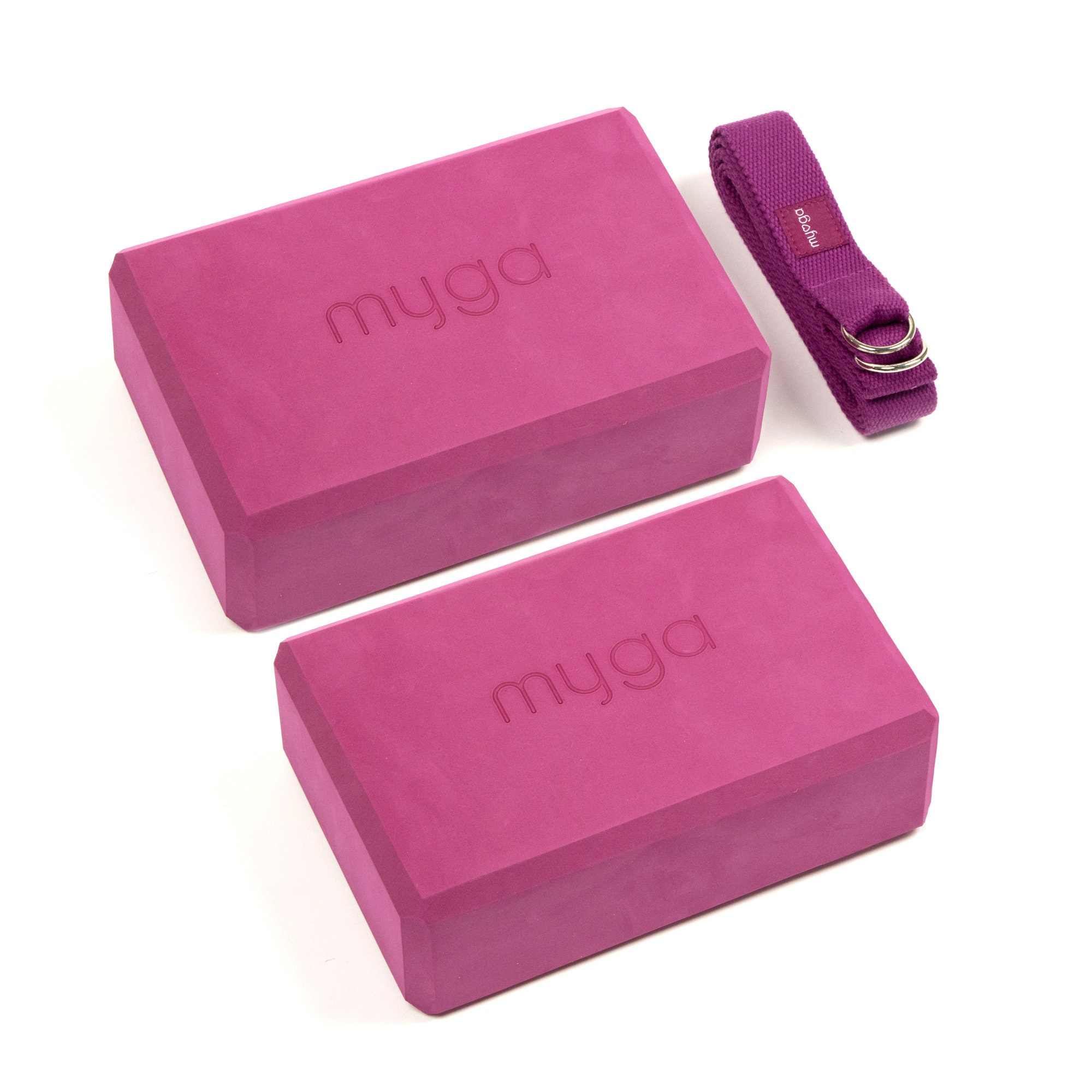Myga Yoga Blocks and Strap Set - Foam & D Ring