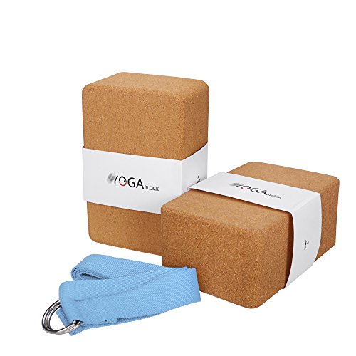 Eco-Friendly Cork Yoga Blocks with Strap - 2 Pack