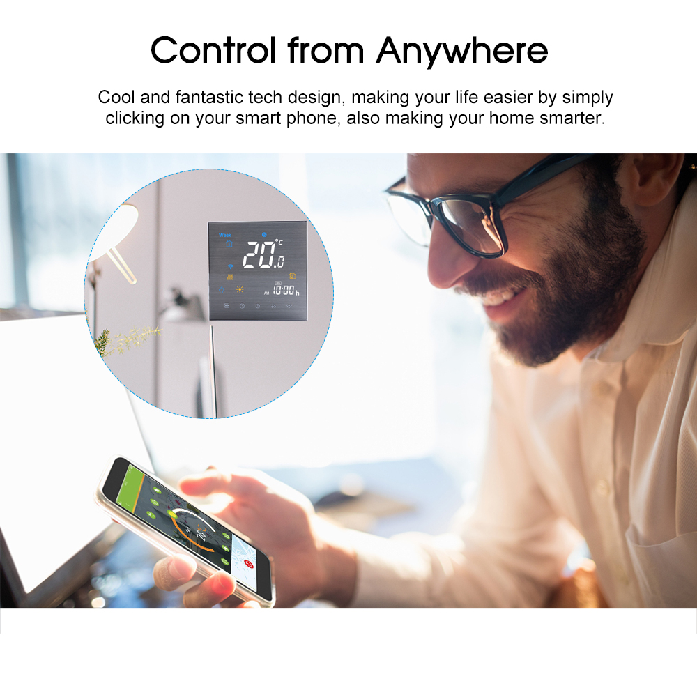 WiFi Smart Thermostat with Voice Control, Large LCD