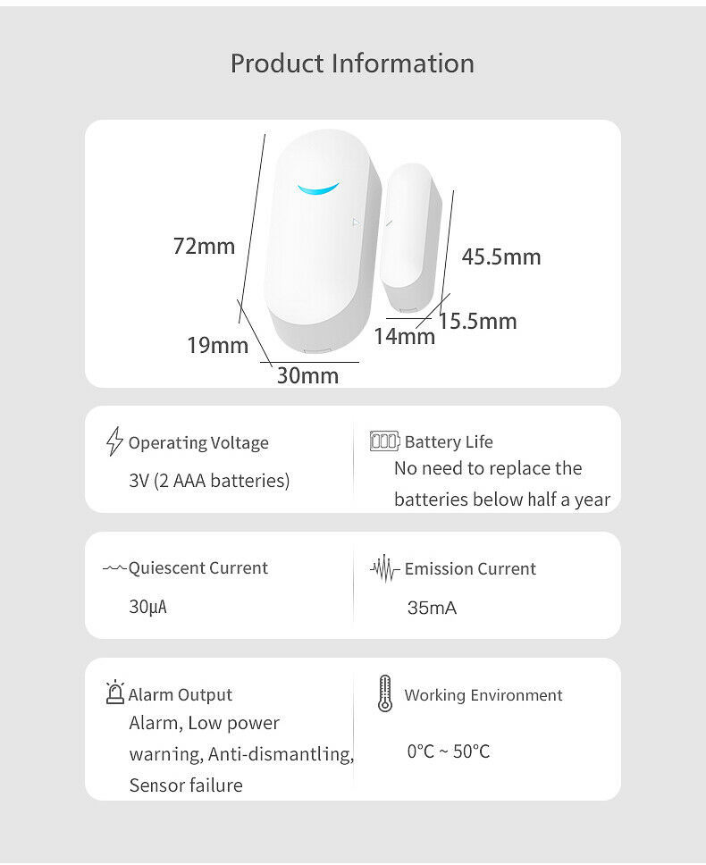 Wireless Smart Door Sensor for Alexa/Google Home
