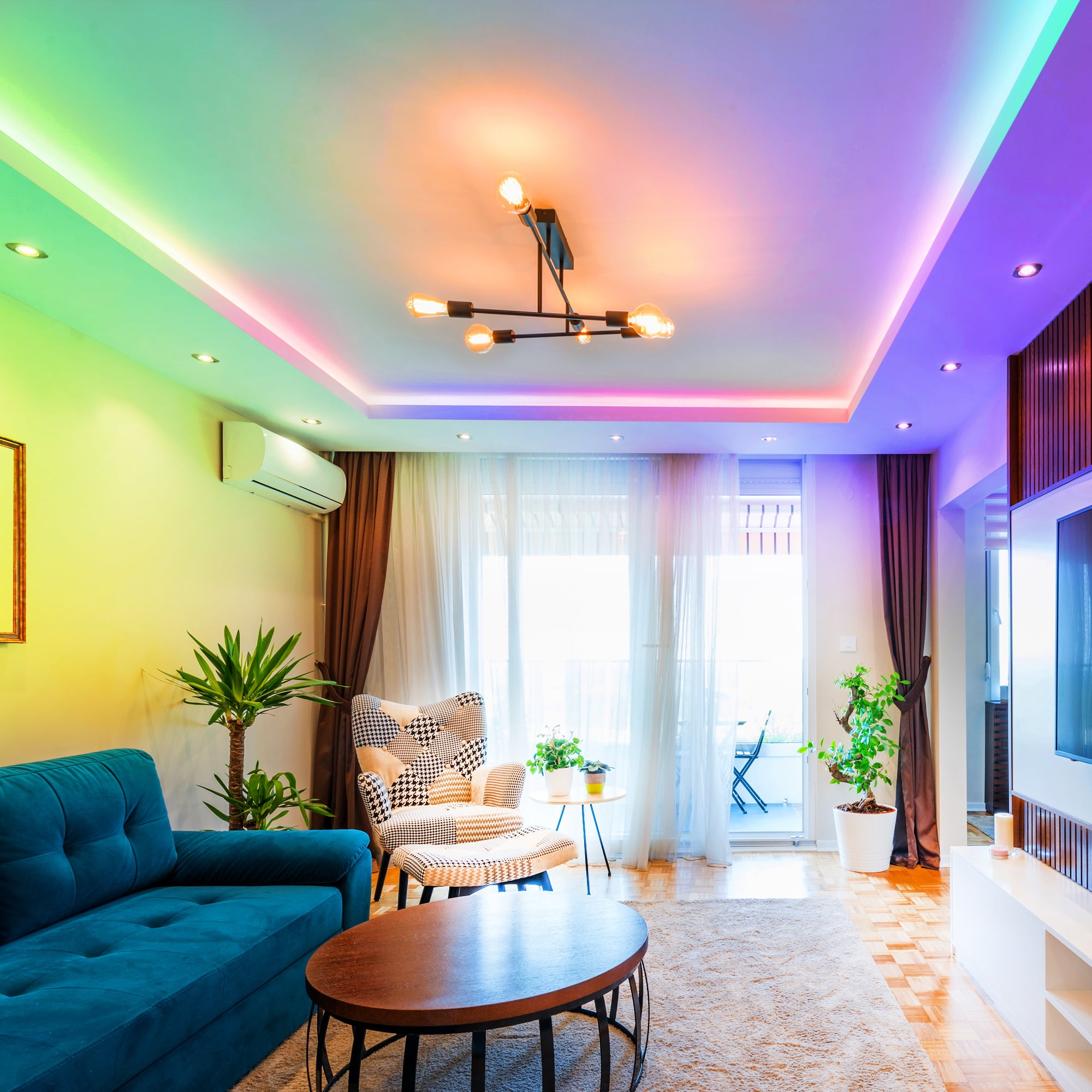 16ft Smart RGBW Strip Lights with Sound-Sync