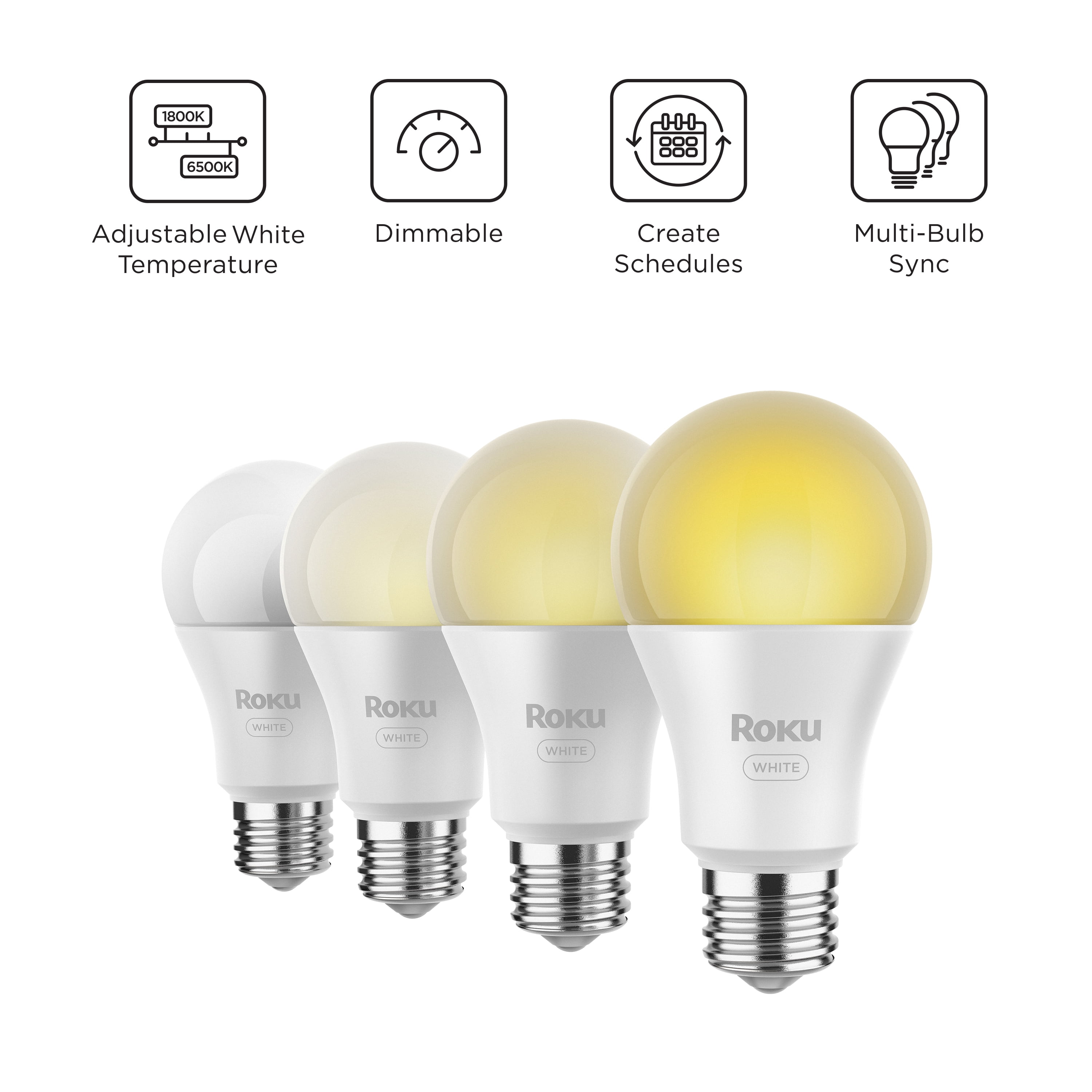 Roku Smart Home Adjustable Brightness White Bulbs 4-Pack