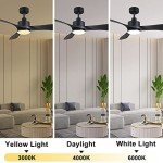 Smart Black Ceiling Fan with LED Lights & Remote