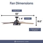 Smart Ceiling Fan with Remote Control, 52