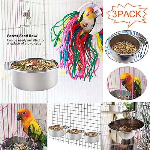 Parrot Stainless Steel Feeding Dish with Clamp (5-Pack)
