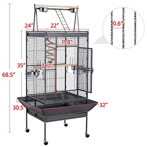 Rolling Parrot Cage - Play Top Stand Included