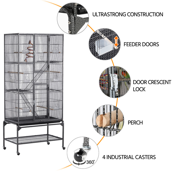 XL Metal Rolling Pet/Bird Cage + Stand
