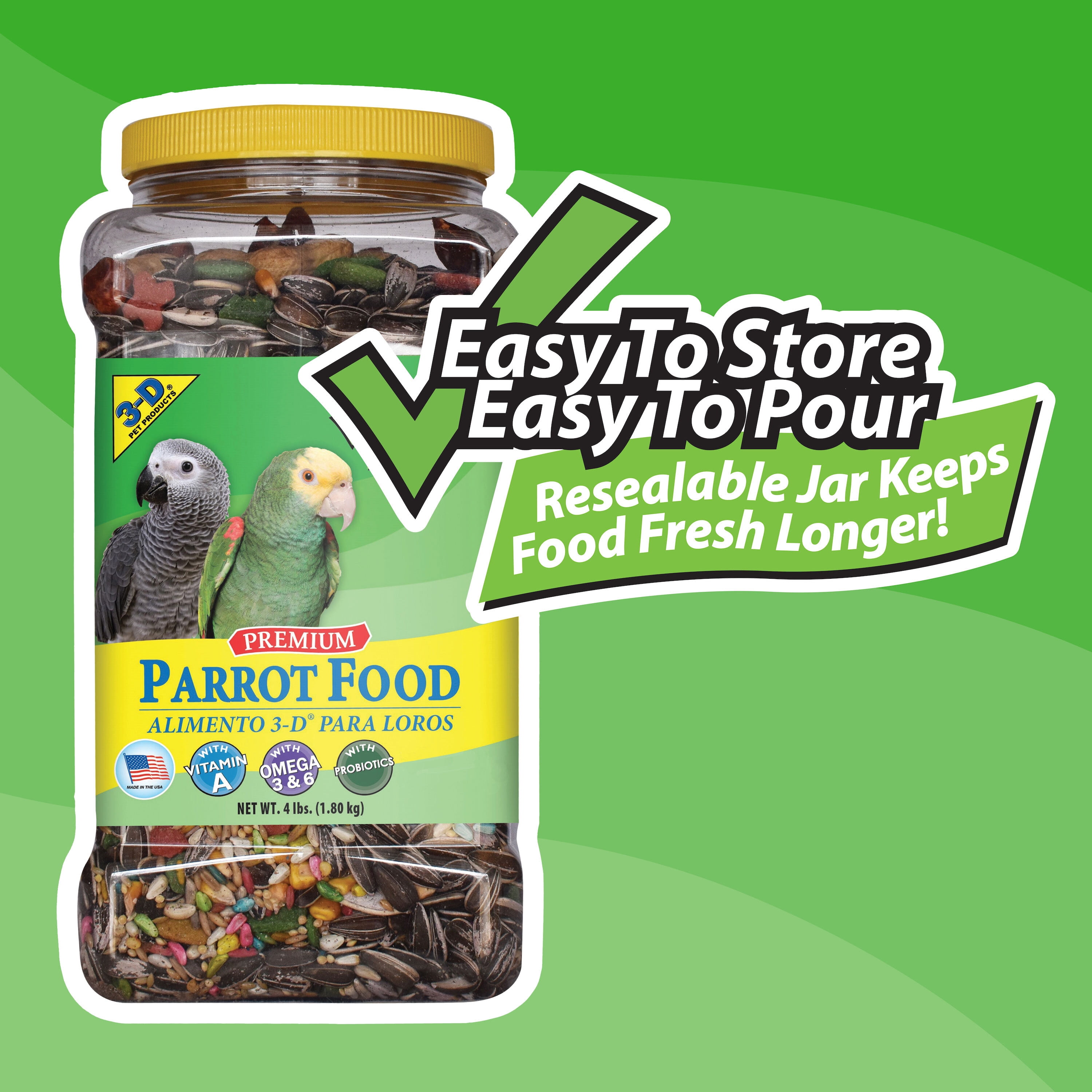 Premium Parrot Seed Mix, 4lb Jar