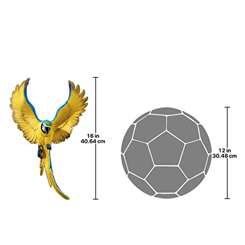 Colorful Flapping Macaw Wall Sculpture, 16 Inch