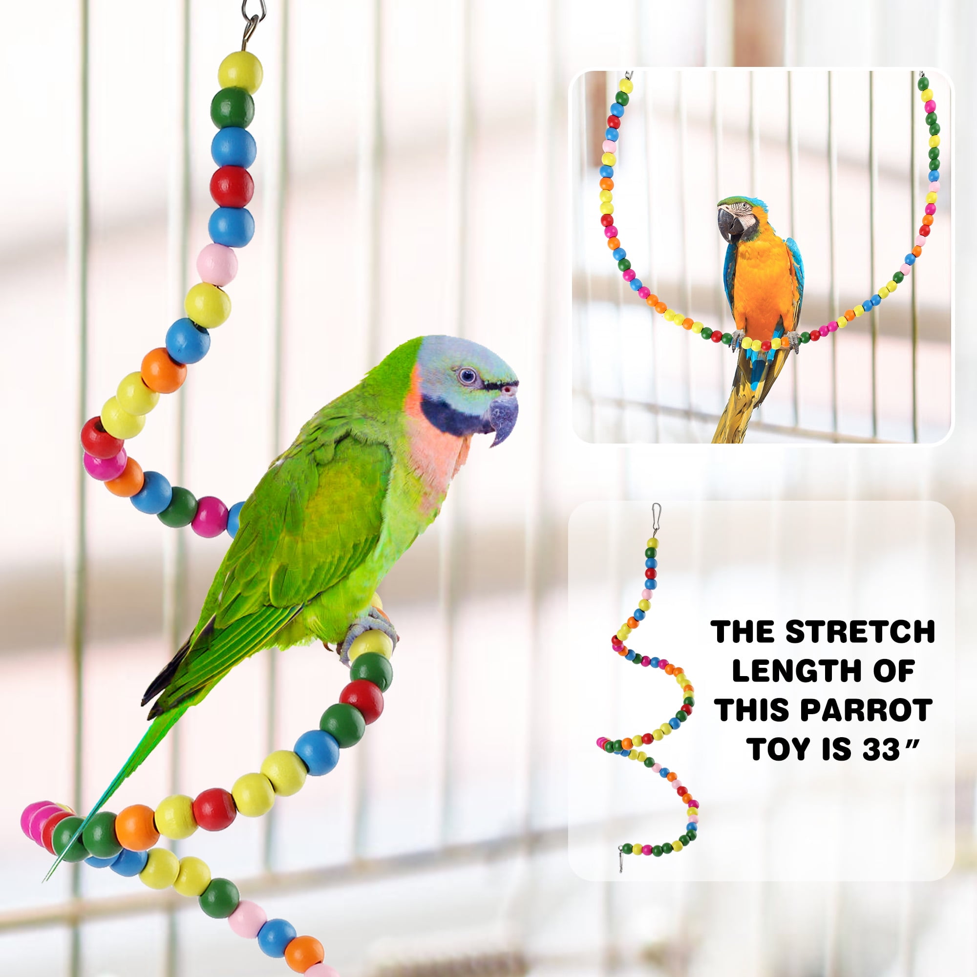 LotFancy 8 Pcs Bird Parrot Swing Toys, Natural Wood