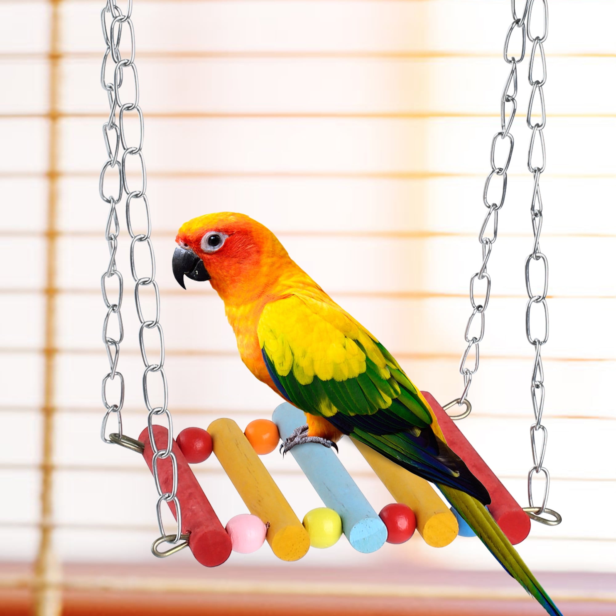 LotFancy 8 Pcs Bird Parrot Swing Toys, Natural Wood