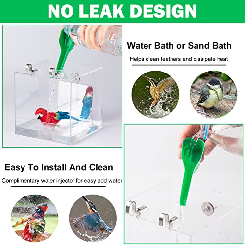 capuca Large Bird Bath Cage Hanging - 6.3 Inch Bird Bathtub Shower Box Bowl Cage Accessories for Big Bird Parakeets Parrot Budgie Conure African Grey for Most Indoor Cages