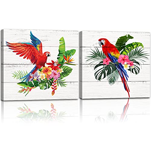 Colorful Parrot Canvas Wall Art Set