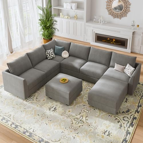 Versatile Grey U-Shaped Modular Sectional Sofa