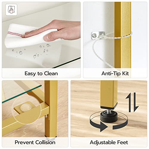 Modern Glass Bookshelf with Charging Station and Drawer