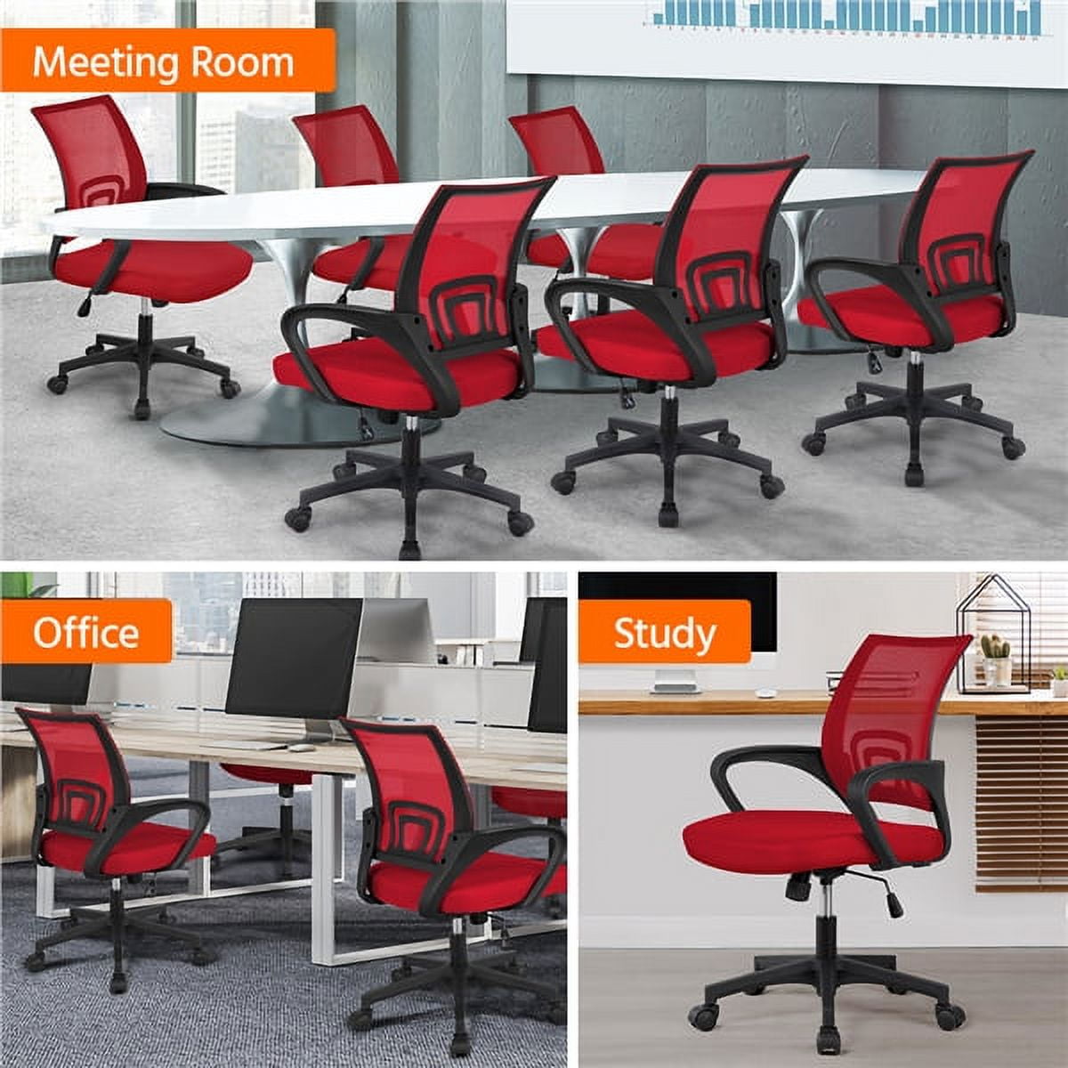 Red Adjustable Swivel Manager's Chair, 220 lb Capacity