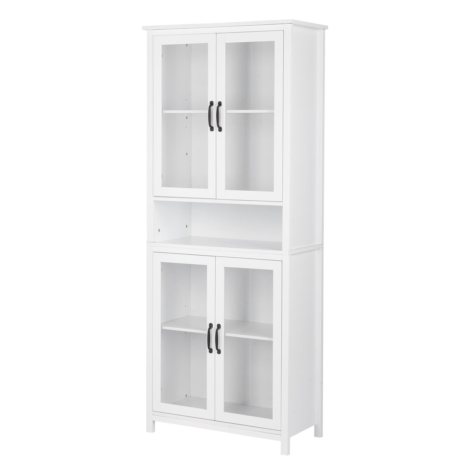 Adjustable White Bookcase with Double Doors
