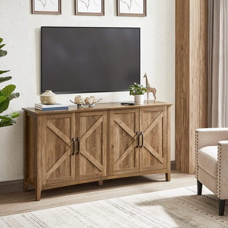 Rustic Walnut Buffet Sideboard with Adjustable Shelves