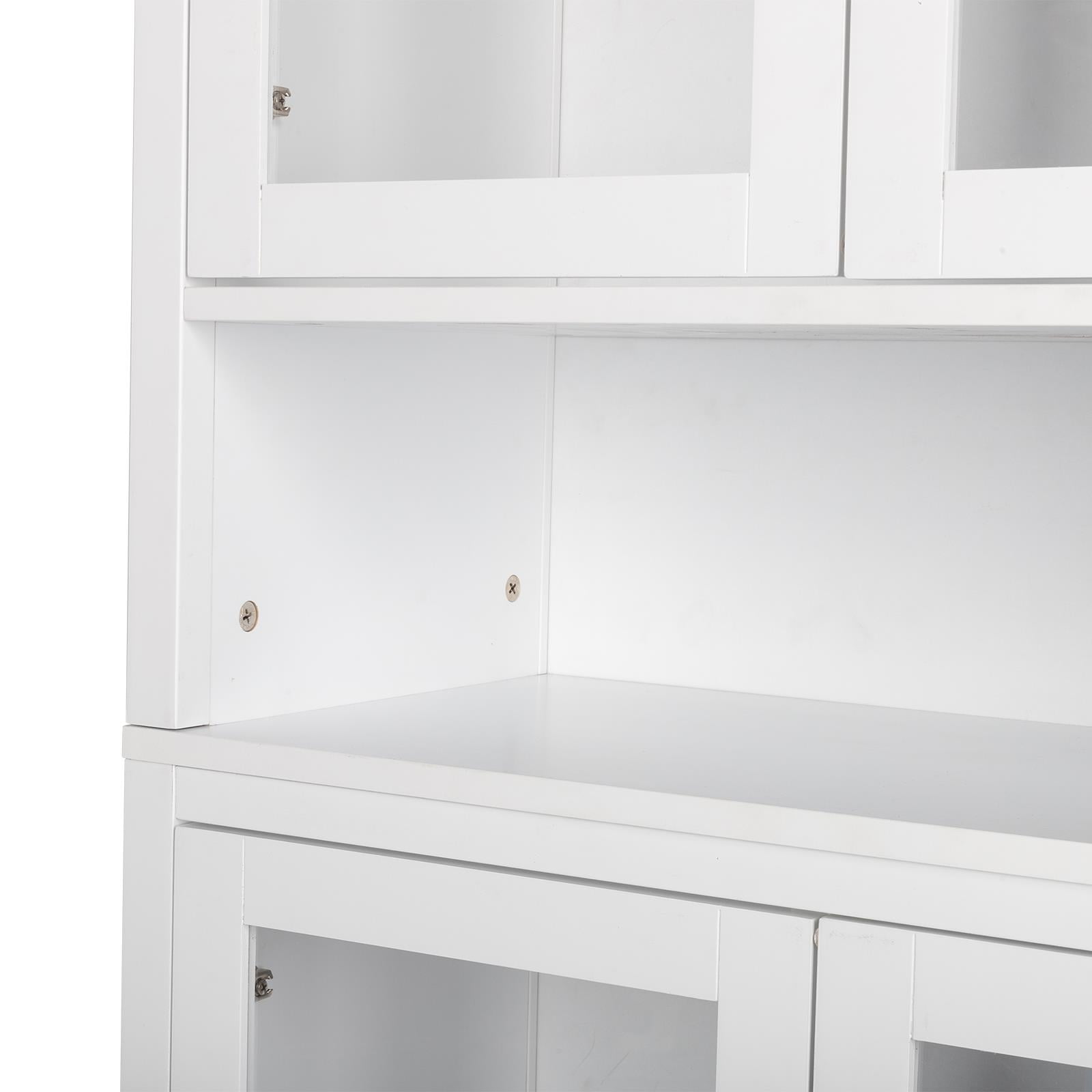 Adjustable White Bookcase with Double Doors