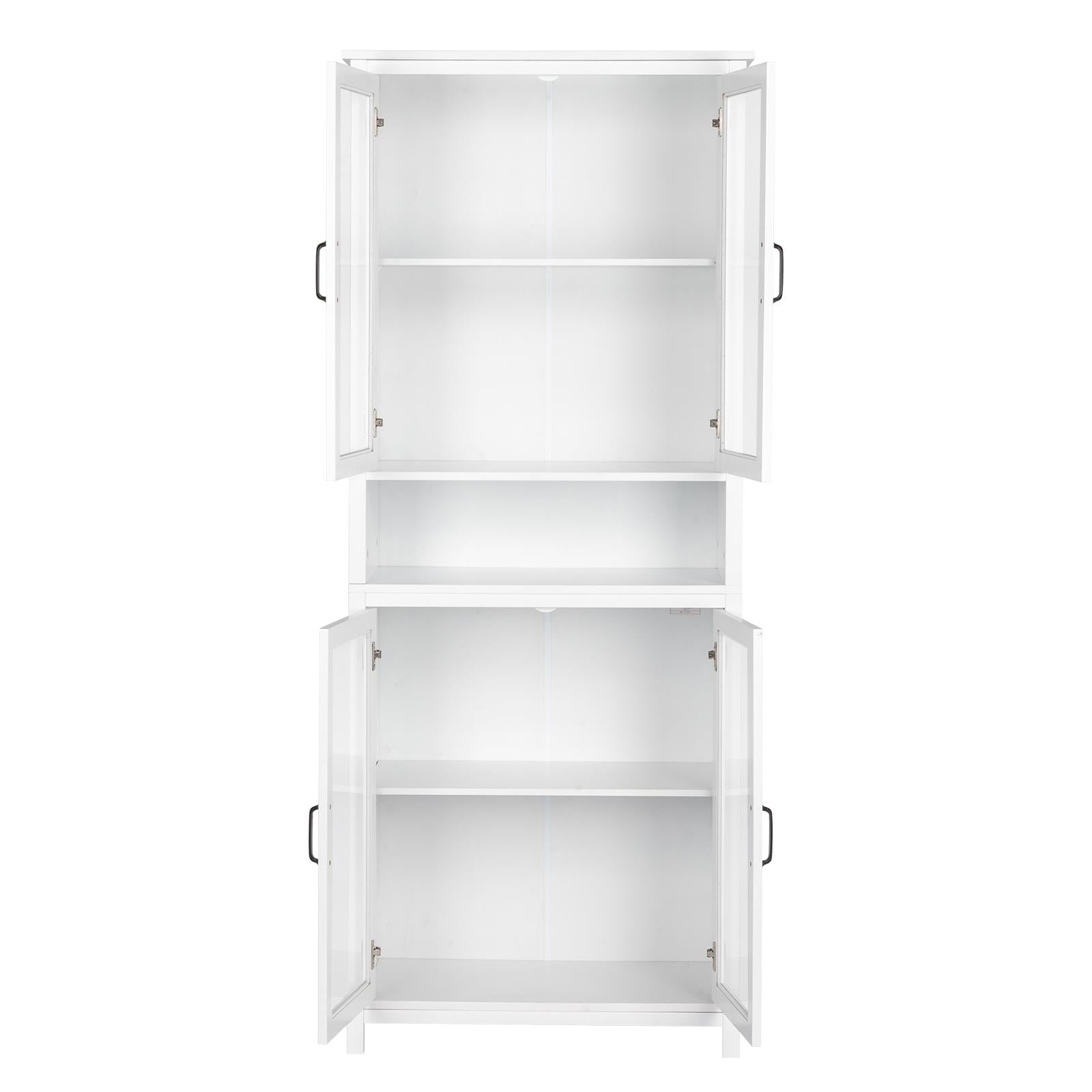 Adjustable White Bookcase with Double Doors