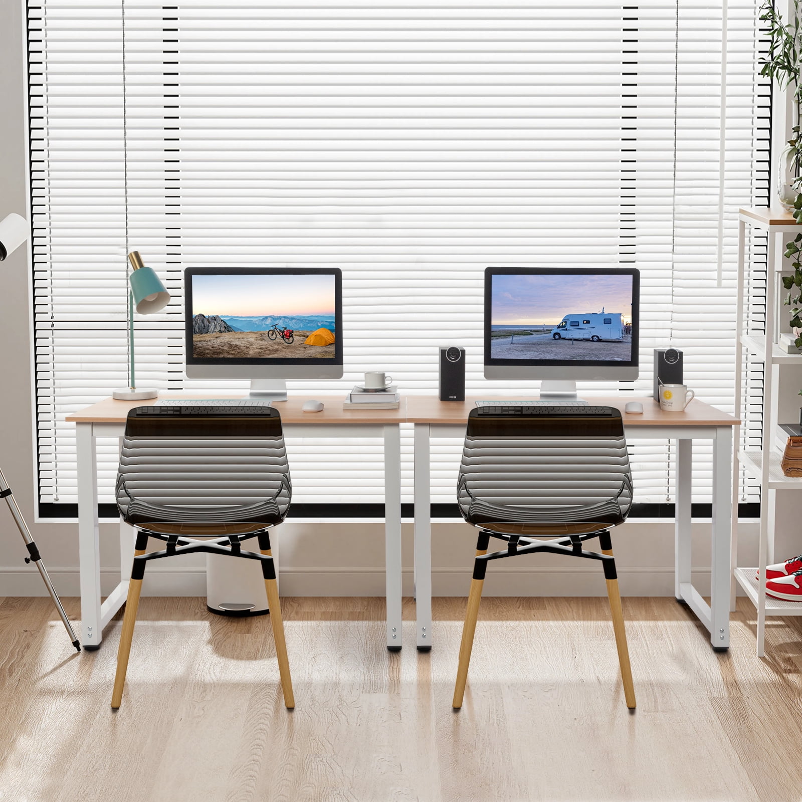Wooden Boucle Computer Desk for Home Office