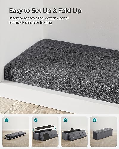 Dark Gray Folding Storage Ottoman Bench