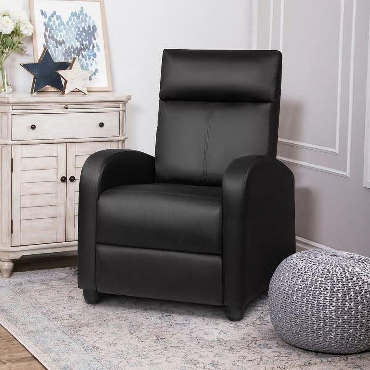 Lacoo Black Home Theater Recliner with Padded Comfort