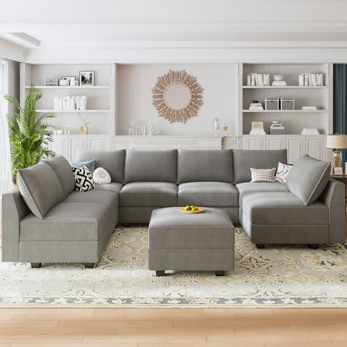Versatile Grey U-Shaped Modular Sectional Sofa