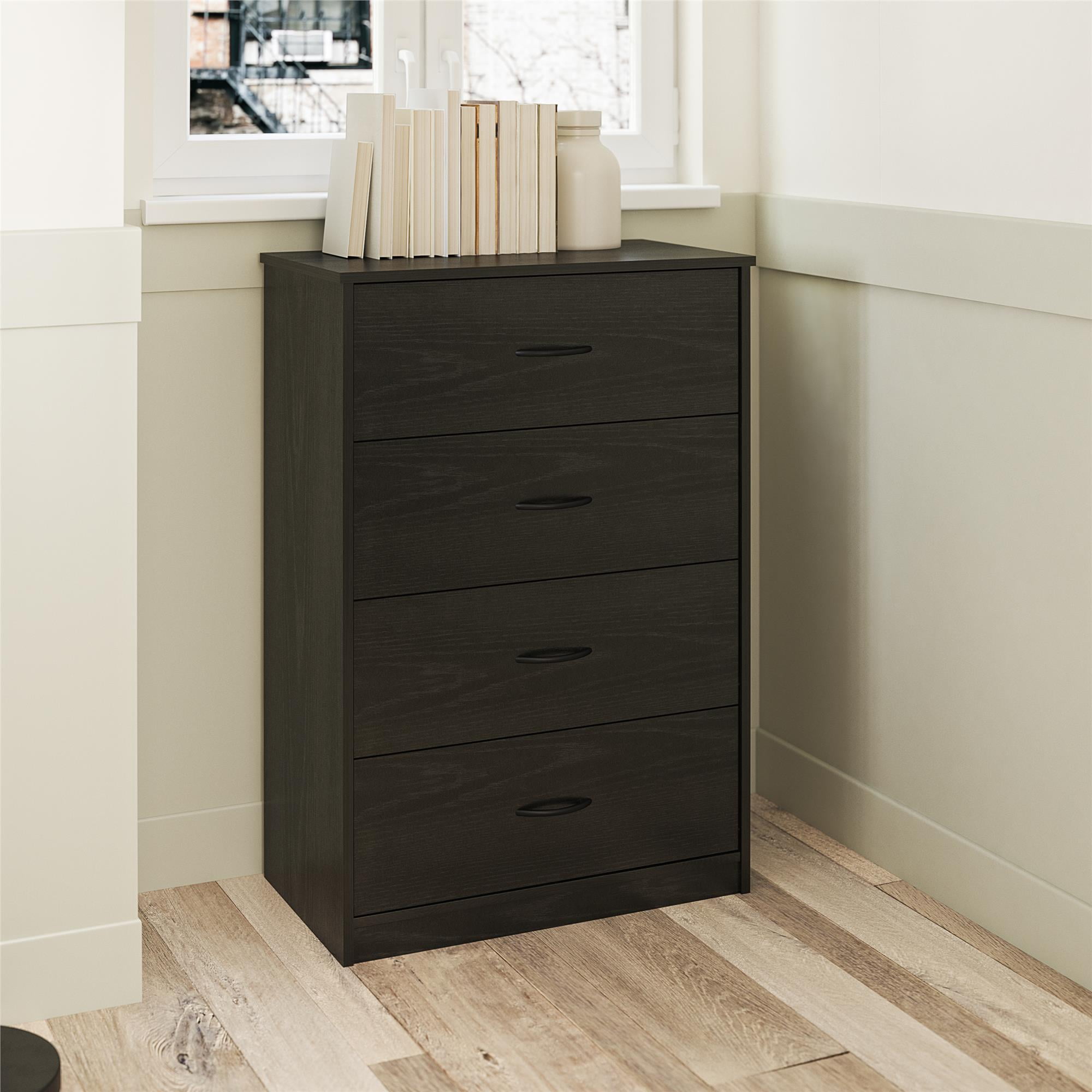 Black Oak 4-Drawer Classic Boucle Dresser