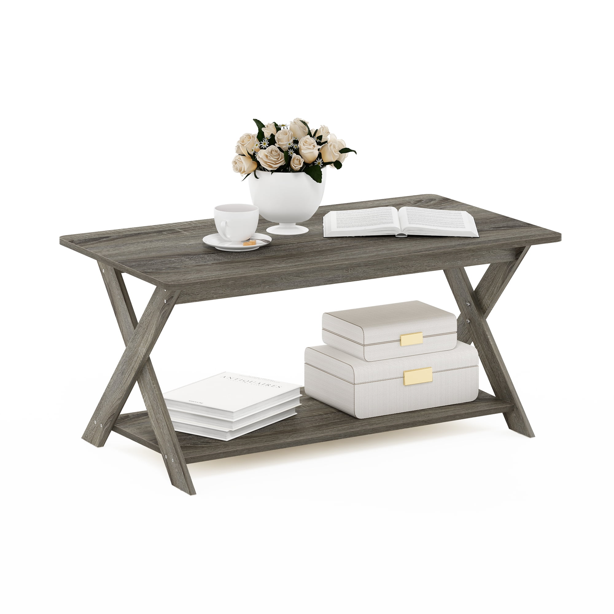 Criss-Crossed French Oak Grey Coffee Table